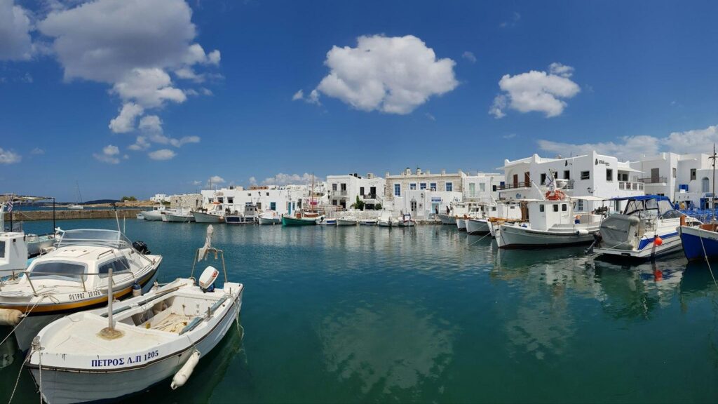 Fishing boats in the harbour of Naoussa on Paros island, Cyclades